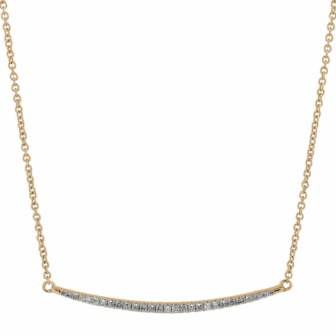 Thin Curved Bar Diamond Necklace - Necklaces - Yellow Gold - Yellow Gold - Azil Boutique