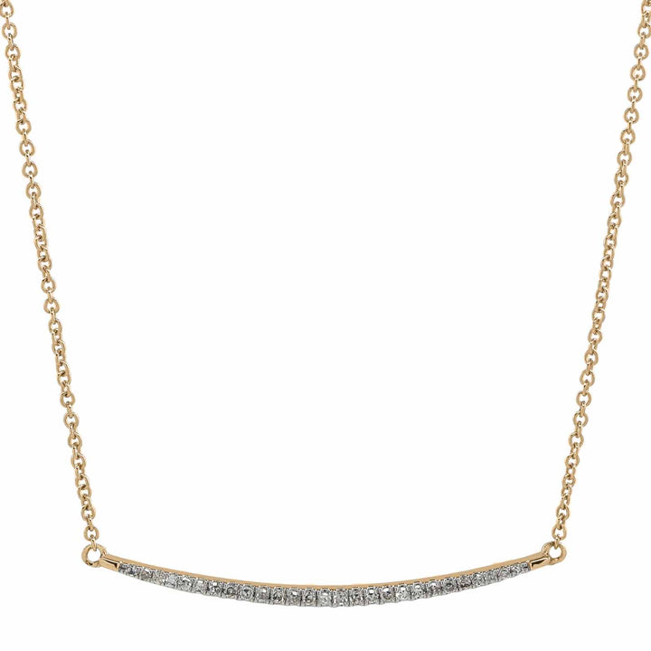 Thin Curved Bar Diamond Necklace - Necklaces - Yellow Gold - Yellow Gold - Azil Boutique