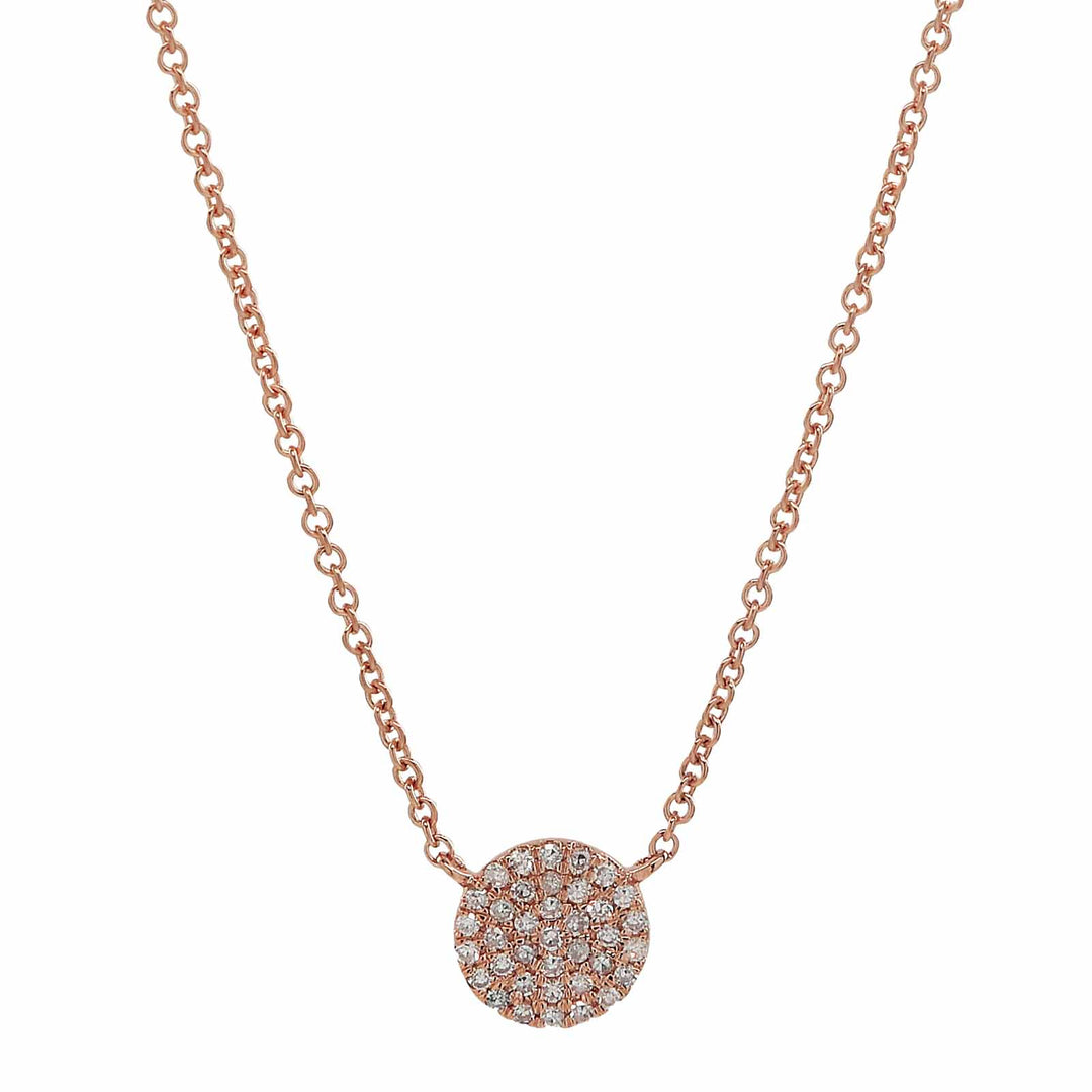 Pave Diamond Circle Necklace - Necklaces - Rose Gold - Rose Gold - Azil Boutique