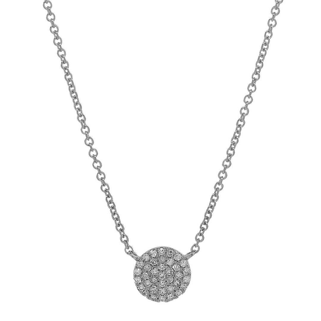 Pave Diamond Circle Necklace - Necklaces - White Gold - White Gold - Azil Boutique