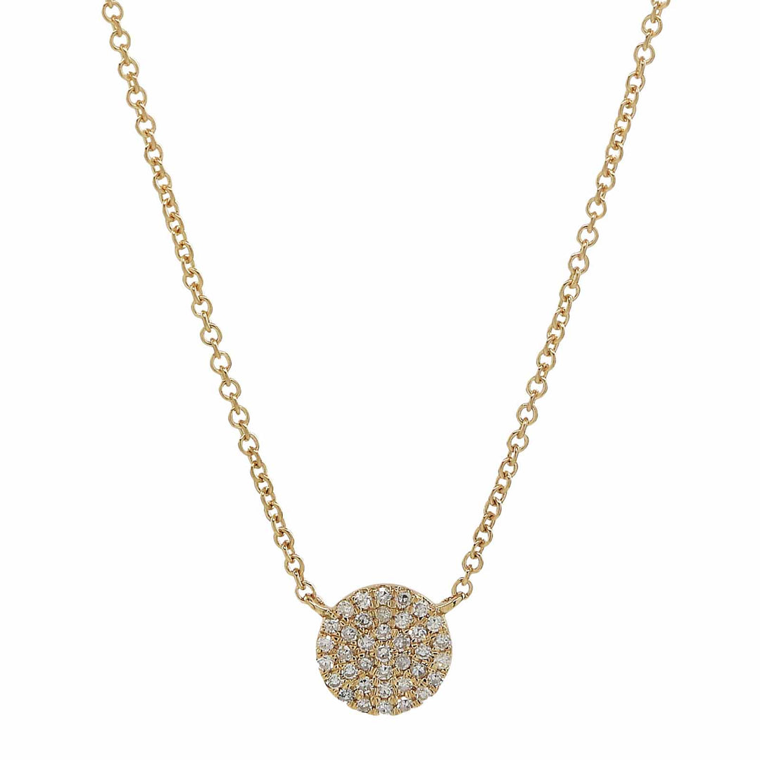 Pave Diamond Circle Necklace - Necklaces - Yellow Gold - Yellow Gold - Azil Boutique