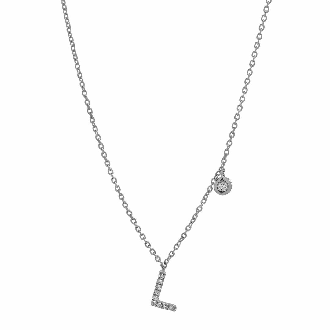 Bezel Diamond & Initial Necklace - Necklaces -  -  - Azil Boutique
