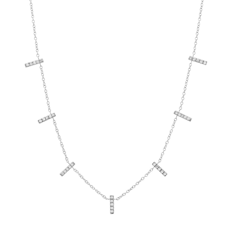 14k Diamond Multi-Bar Drop Necklace - Necklaces - White Gold - White Gold - Azil Boutique