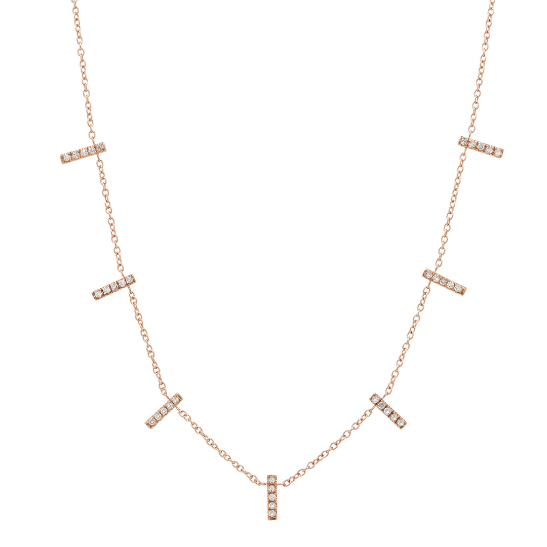 14k Diamond Multi-Bar Drop Necklace - Necklaces - Rose Gold - Rose Gold - Azil Boutique