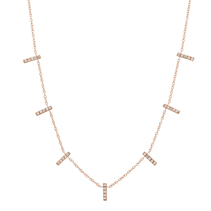 14k Diamond Multi-Bar Drop Necklace - Necklaces - Rose Gold - Rose Gold - Azil Boutique