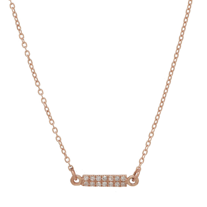 Tiny Bar Diamond Necklace - Necklaces - Rose Gold - Rose Gold - Azil Boutique