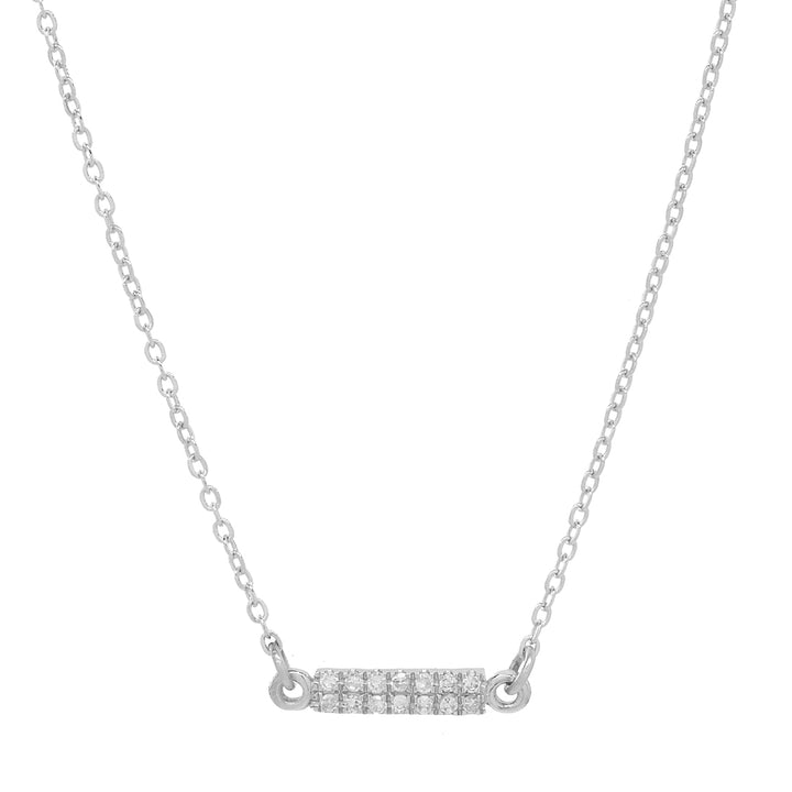Tiny Bar Diamond Necklace - Necklaces - White Gold - White Gold - Azil Boutique