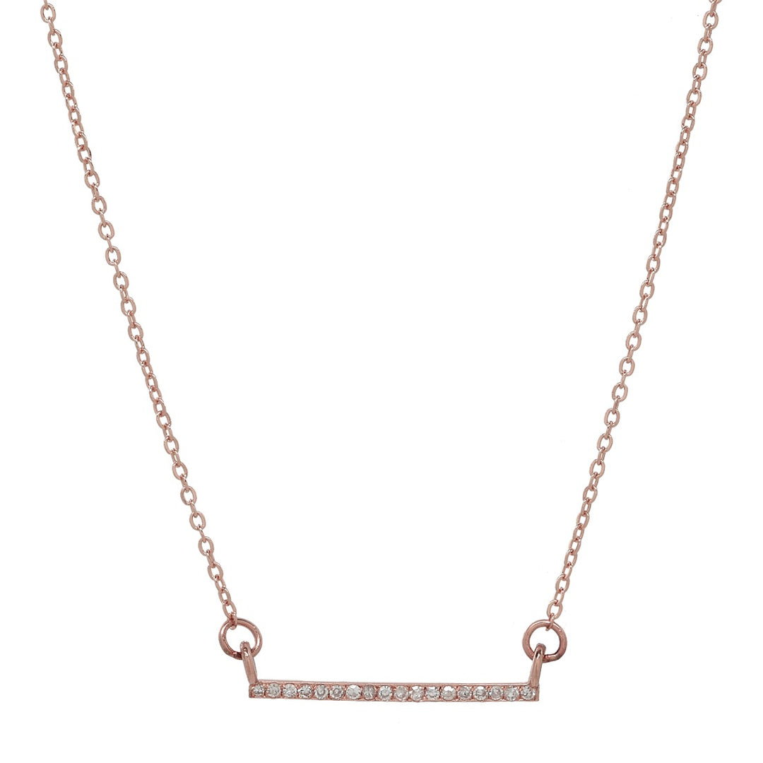 Thin Diamond Bar Necklace - Necklaces - Rose Gold - Rose Gold - Azil Boutique