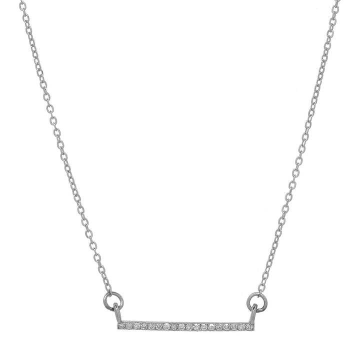 Thin Diamond Bar Necklace - Necklaces - White Gold - White Gold - Azil Boutique