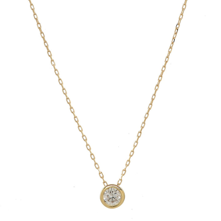 14k Solid Gold Single Diamond Bezel Necklace - Necklaces - 3mm - 3mm / Yellow Gold - Azil Boutique