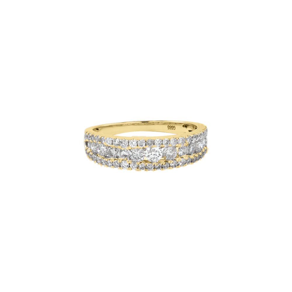 Triple Layer Diamonds Ring - Misc - Yellow Gold - Yellow Gold / 5 - Azil Boutique