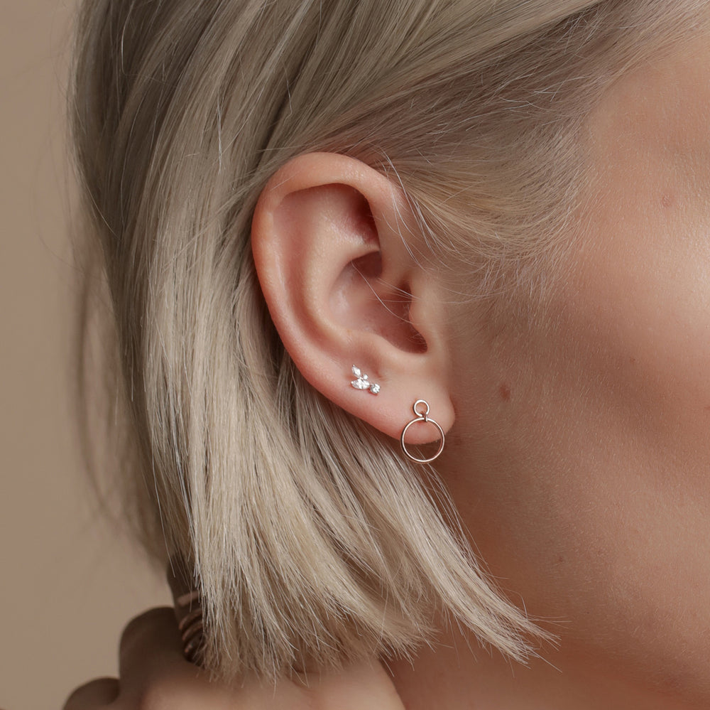 10k Solid Gold Interlocking Circles Studs - Earrings - - - Azil Boutique