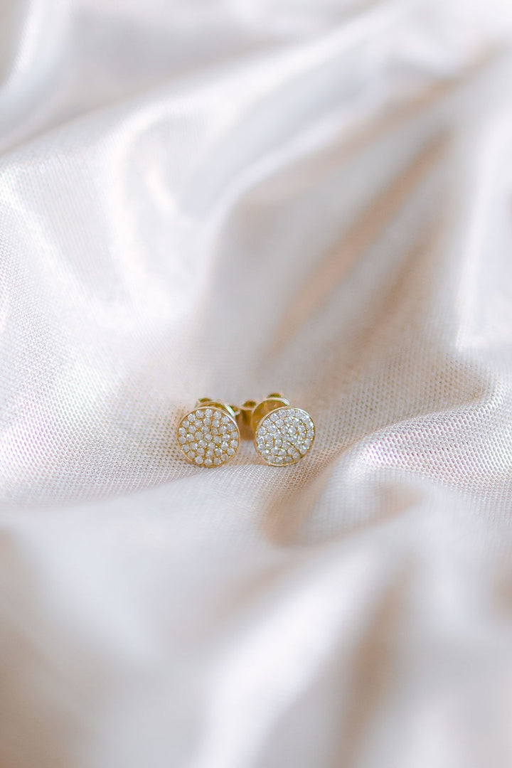 14k Solid Gold Pave Diamond Studs - Earrings -  -  - Azil Boutique