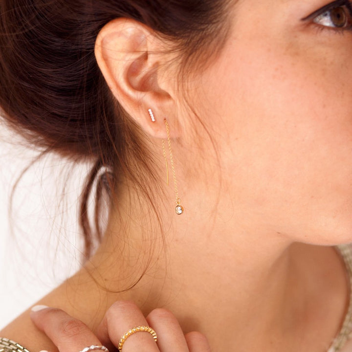 Bezel Stone Ear Threaders (more stones) - Earrings -  -  - Azil Boutique
