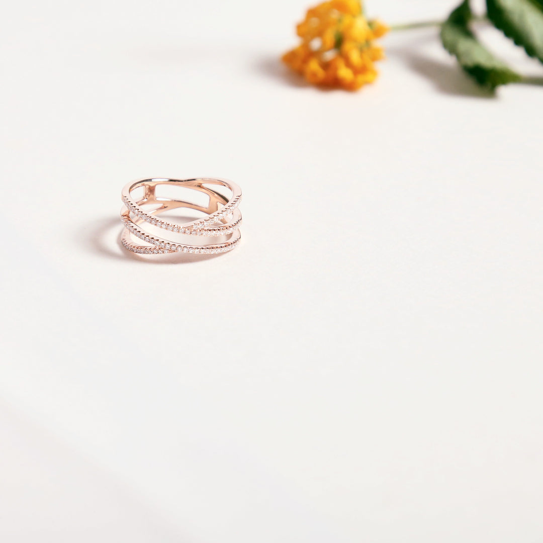 14k Diamonds Swirl Ring - Rings -  -  - Azil Boutique