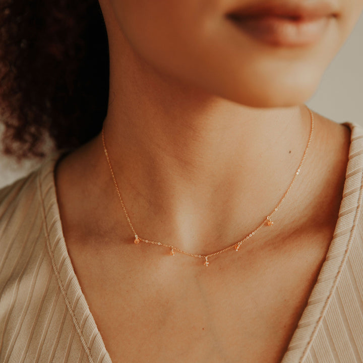 Tiny Carnelian Stone Drop Necklace - Necklaces -  -  - Azil Boutique