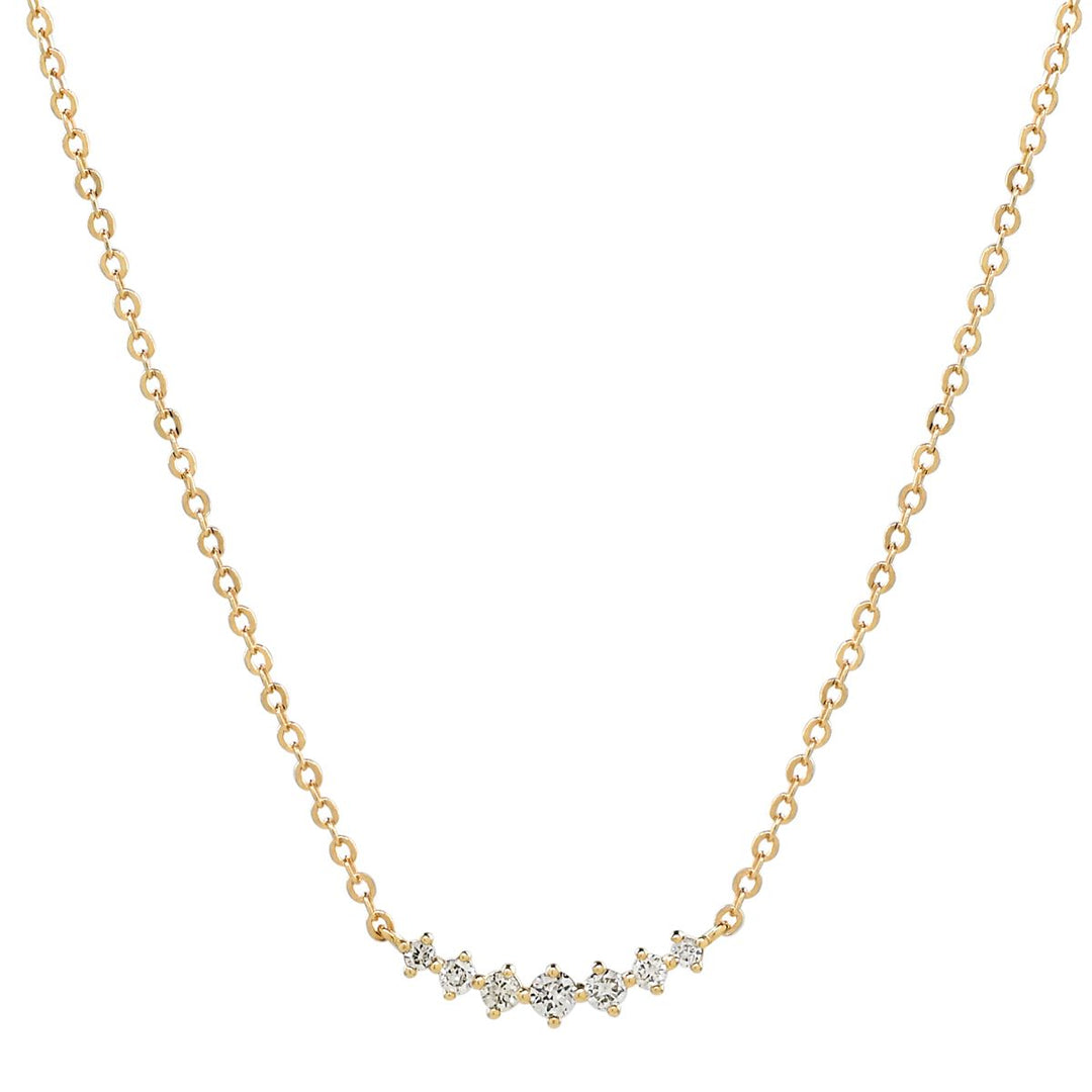 14K Curved Multi Diamond Necklace - Necklaces -  -  - Azil Boutique