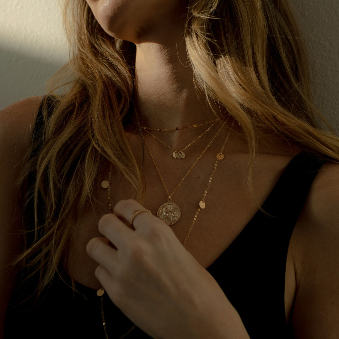 Tiny Triple Disc Choker Necklace - Necklaces -  -  - Azil Boutique