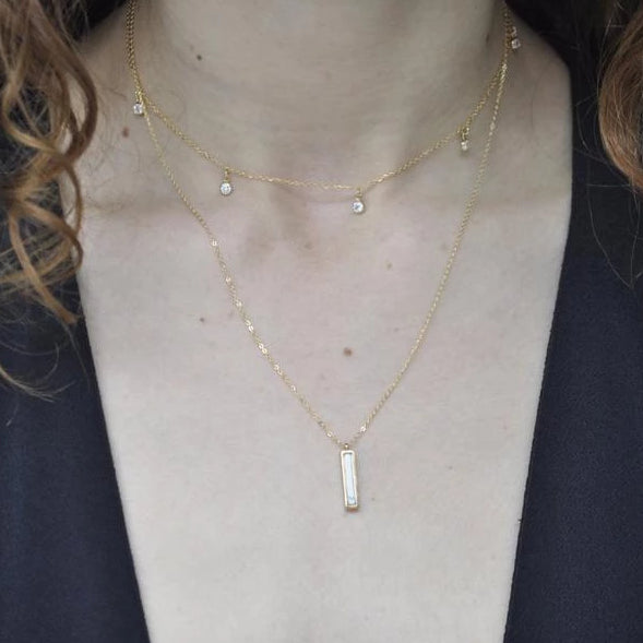 Tiny CZ Bezel Choker / Necklace - Necklaces -  -  - Azil Boutique