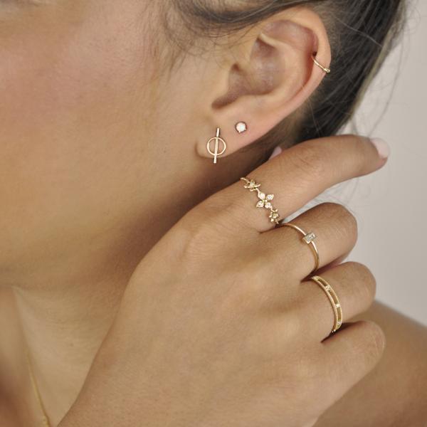 10k Solid Gold Opal Studs - Earrings -  -  - Azil Boutique