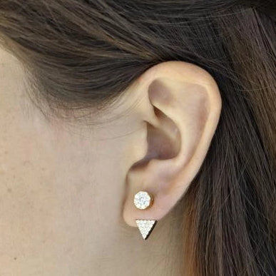 Circle and Triangle CZ Ear Jacket - Earrings -  -  - Azil Boutique