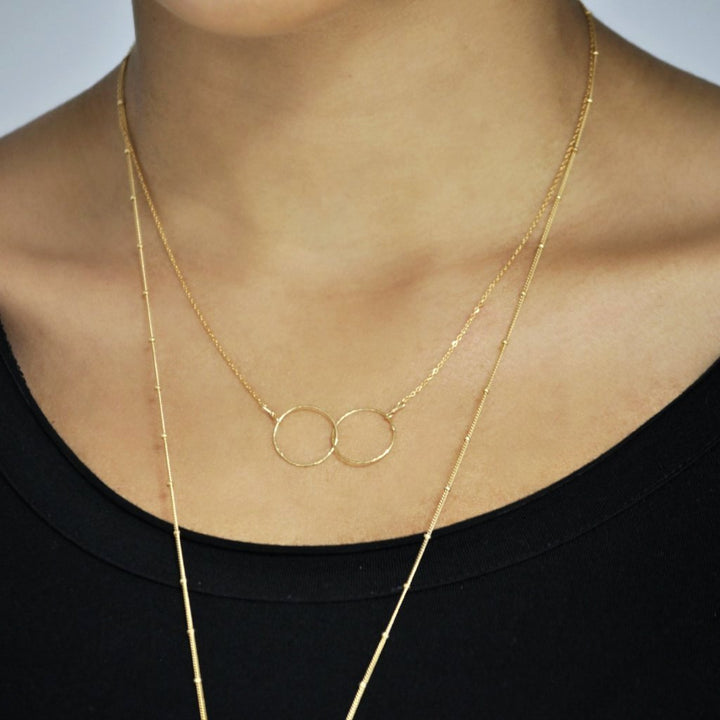 SALE - Double Diamond Cut Interlocking Circles Necklace - Necklaces -  -  - Azil Boutique