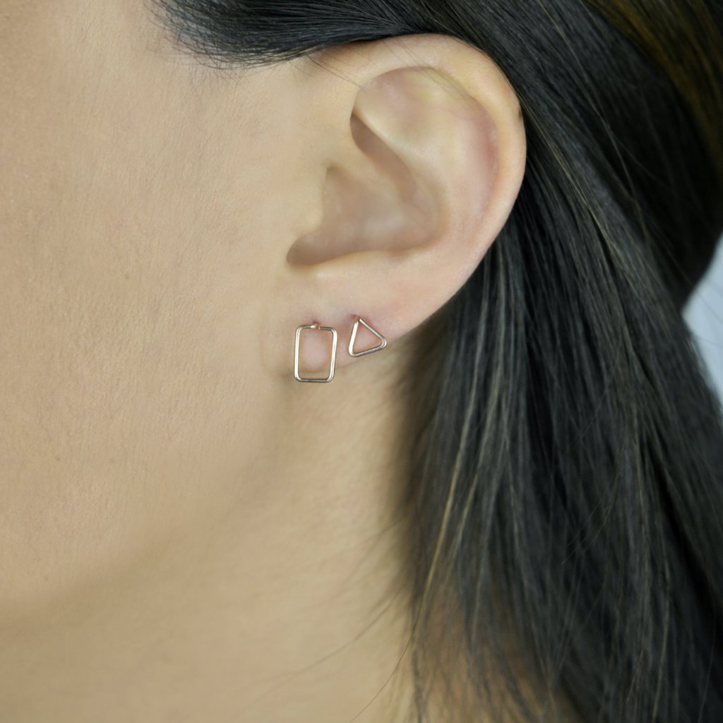 Triangle Wirewrapped Studs - Earrings -  -  - Azil Boutique