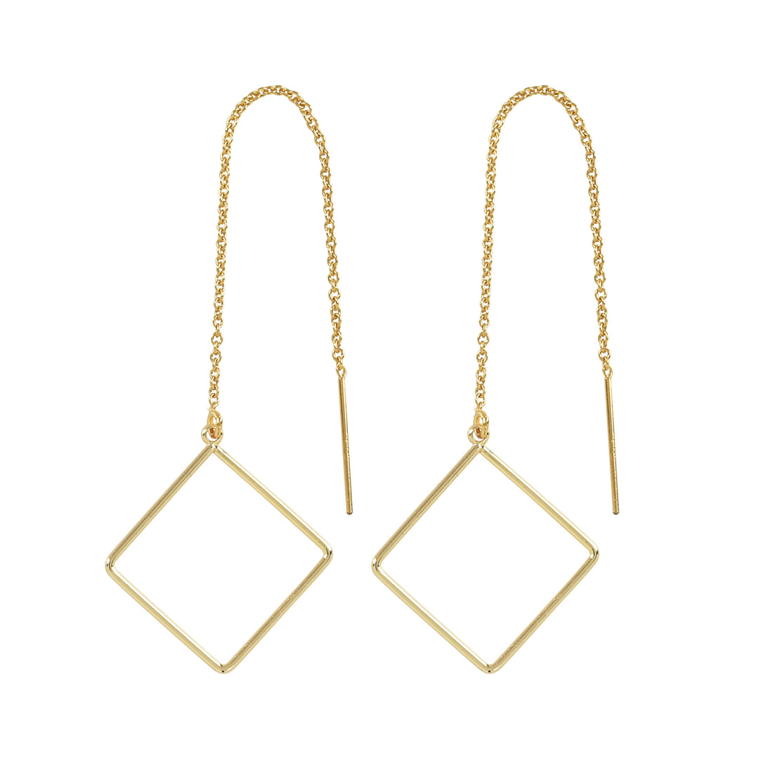 Geometric Ear Threaders (more shapes) - Earrings - Large Square - Large Square / Gold - Azil Boutique