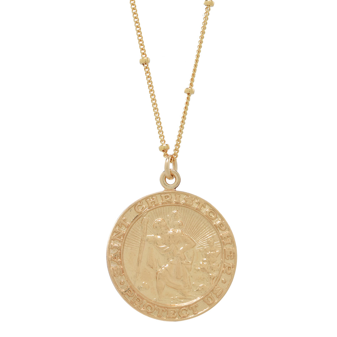 Saint Christopher Disc Necklace - Necklaces -  -  - Azil Boutique