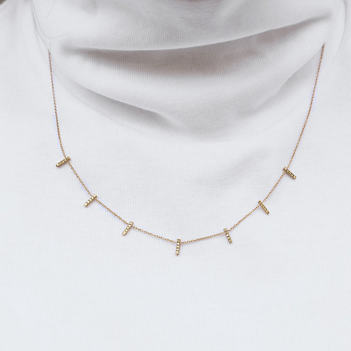 14k Diamond Multi-Bar Drop Necklace - Necklaces -  -  - Azil Boutique