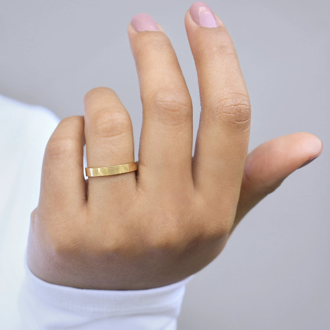 10k Solid Gold Flat Band Ring - Rings -  -  - Azil Boutique