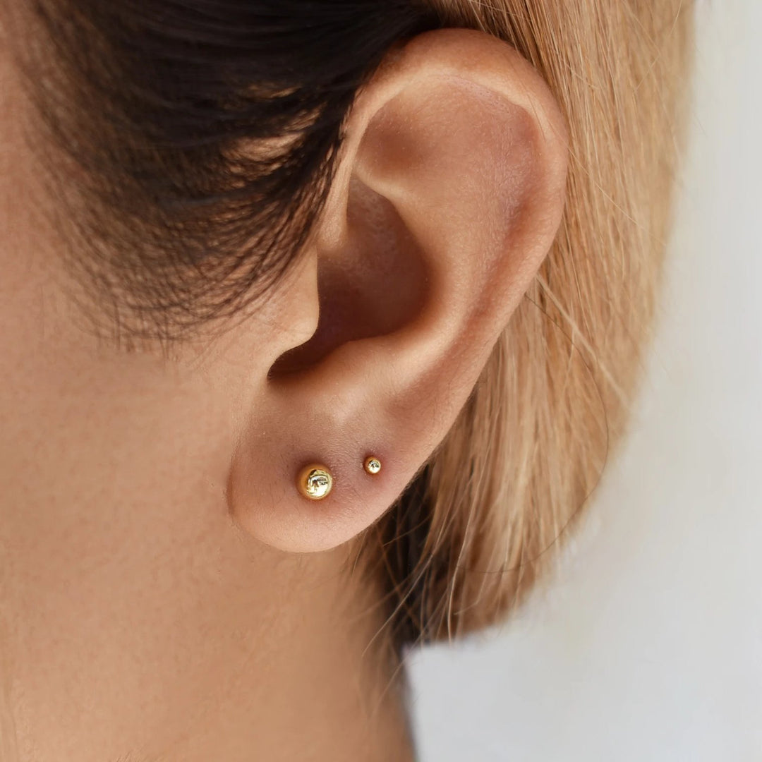 10k Solid Gold Sphere Studs - Earrings -  -  - Azil Boutique