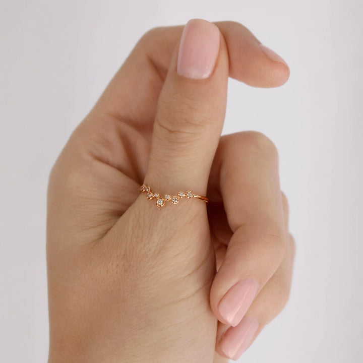 18k Bezel Chevron Diamond Ring - Rings -  -  - Azil Boutique