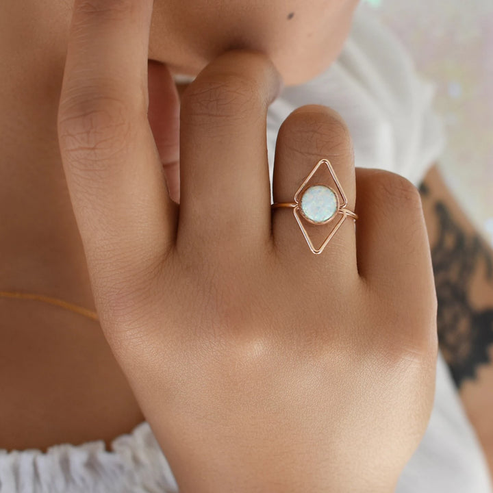 Deco Opal Ring - Rings -  -  - Azil Boutique