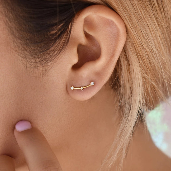 10k Solid Gold Triple CZ Constellation Studs - Earrings -  -  - Azil Boutique