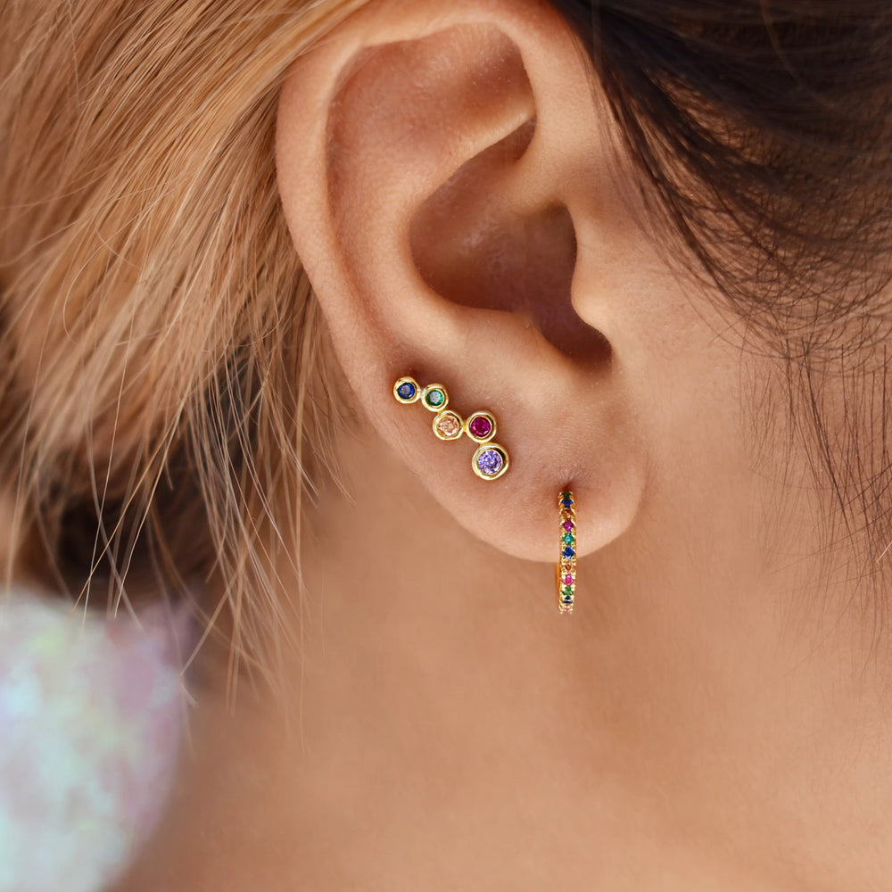 Colorful CZ Mini Ear Crawler - Earrings -  -  - Azil Boutique