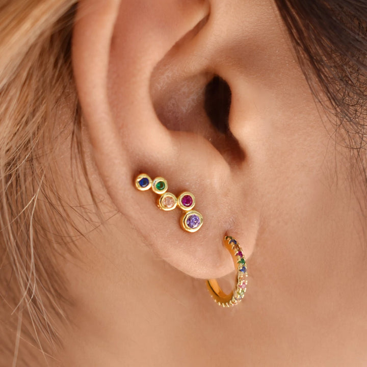 Colorful CZ Huggie Studs - Earrings -  -  - Azil Boutique