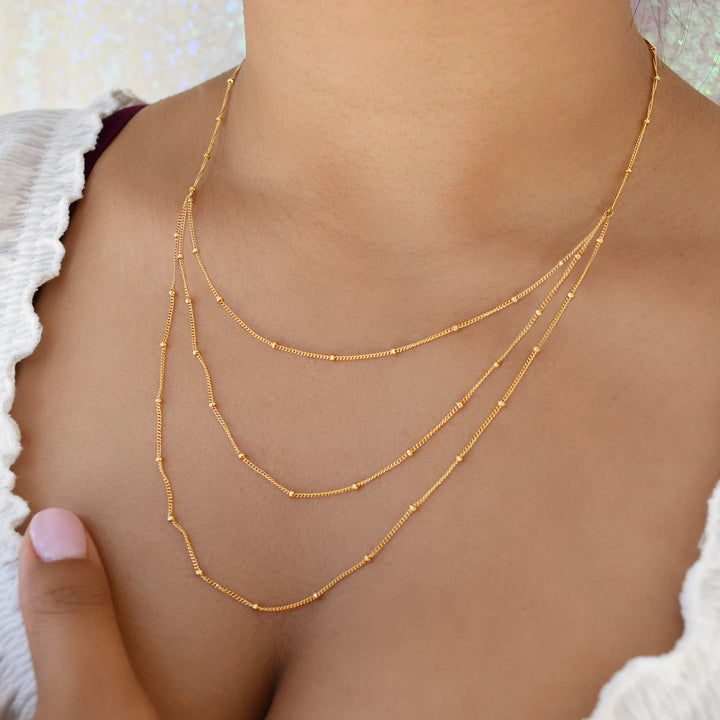 Triple Layer Ball Chain Necklace - Necklaces -  -  - Azil Boutique
