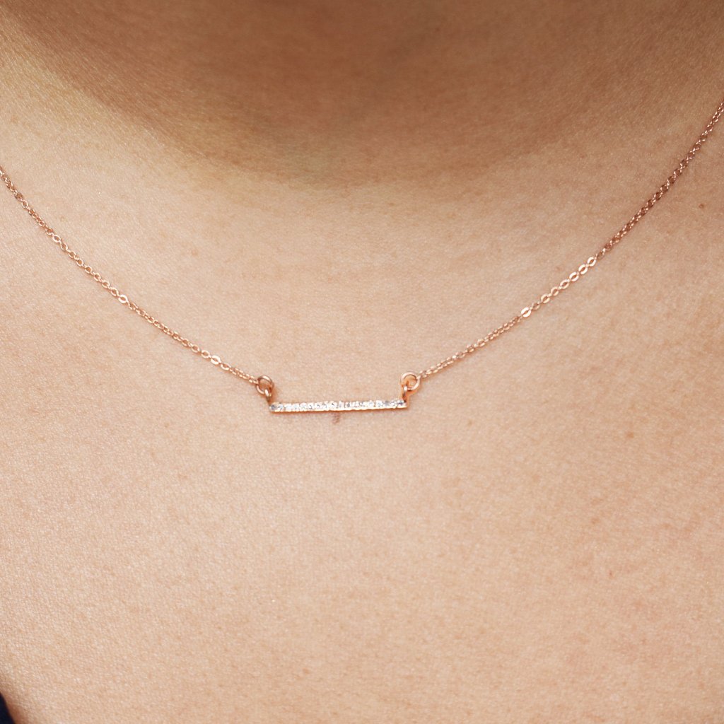 Thin Diamond Bar Necklace - Necklaces -  -  - Azil Boutique