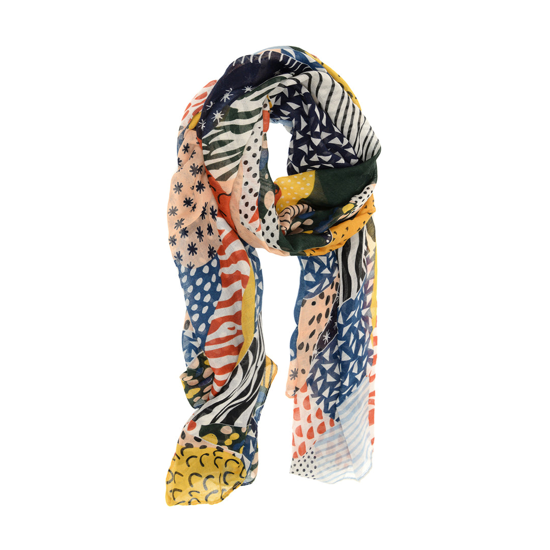 Multi Abstract Patch Scarf - Scarves -  -  - Azil Boutique