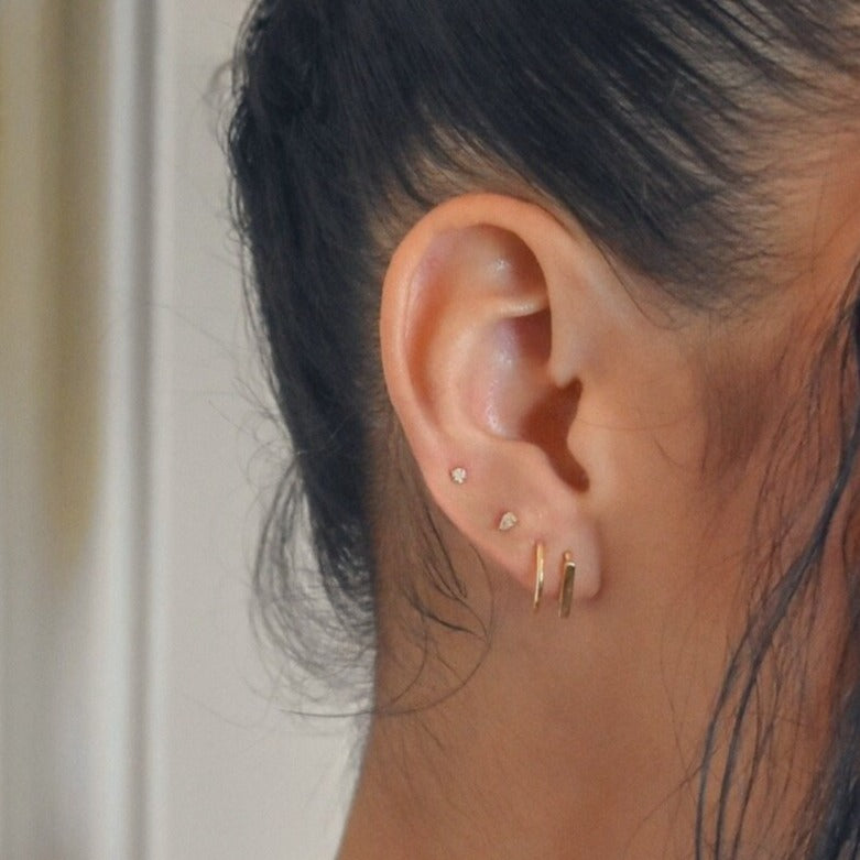 10k Solid Gold Twisted Bar Earring - Earrings -  -  - Azil Boutique