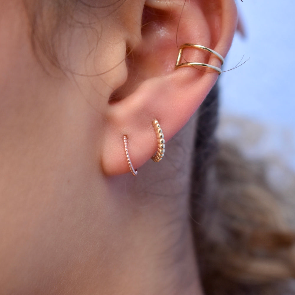 10k Solid Gold Double Line Middle Ear Cuff - Earrings -  -  - Azil Boutique