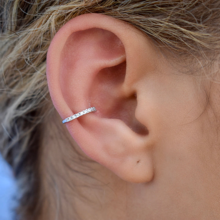 10k Solid Gold CZ Middle Ear Cuff - Earrings -  -  - Azil Boutique