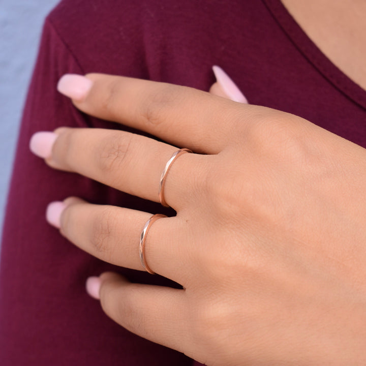 10k Solid Gold Hammered Band - Rings -  -  - Azil Boutique