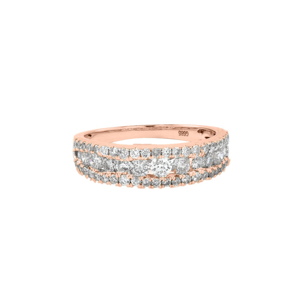Triple Layer Diamonds Ring - Rings - Rose Gold - Rose Gold / 5 - Azil Boutique