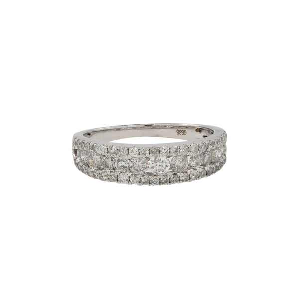 Triple Layer Diamonds Ring - Rings - White Gold - White Gold / 5 - Azil Boutique