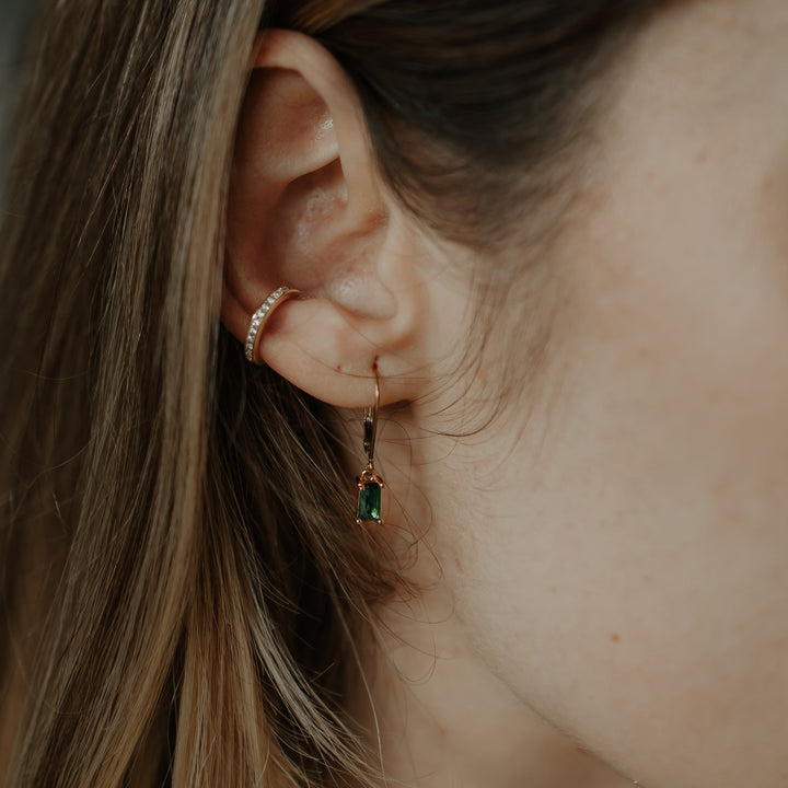 Tiny Green Emerald Leverback Earrings - Earrings -  -  - Azil Boutique