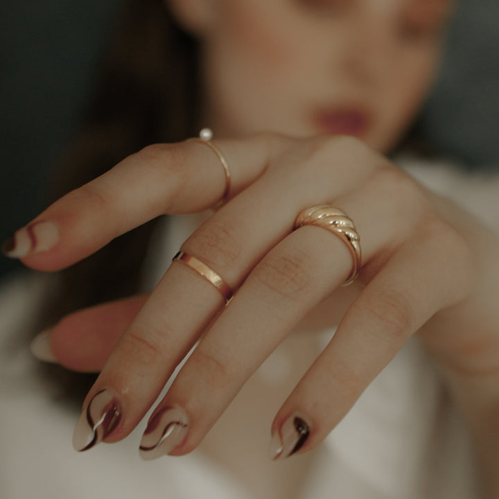 10k Solid Gold Croissant Dome Ring - Rings -  -  - Azil Boutique