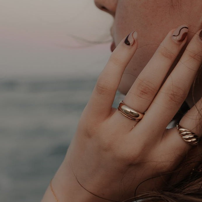 10k Solid Gold Dome Ring - Rings -  -  - Azil Boutique