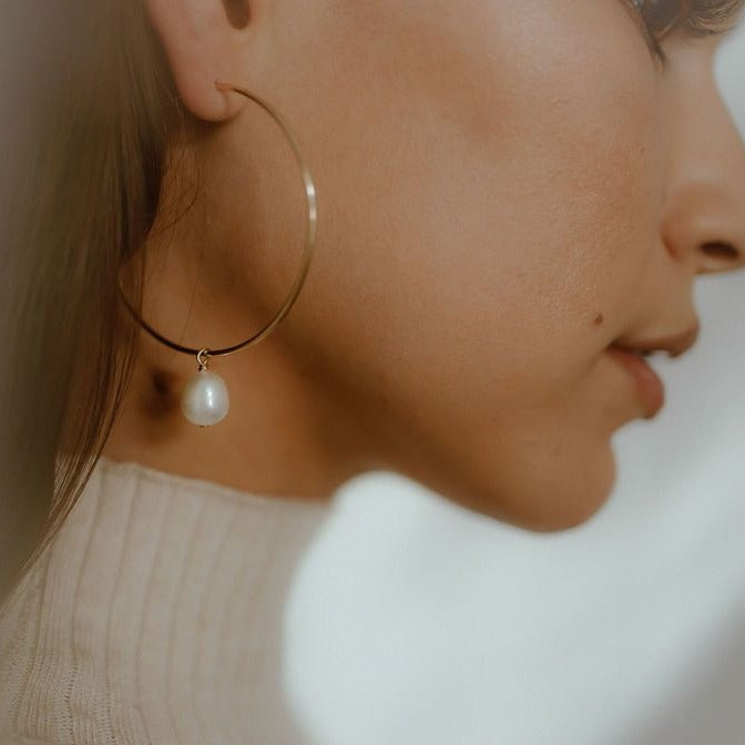 Detachable Pearl Hoop Earrings